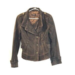 VTG Y2K Leather Moto Jacket Brown Italian  Danier western rodeo 80's Women S